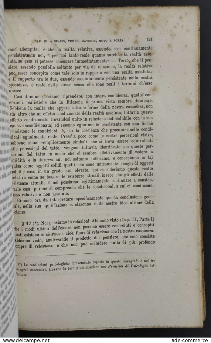 I Primi Principi - H. Spencer - Ed. Bocca - 1901 - Matematica E Fisica