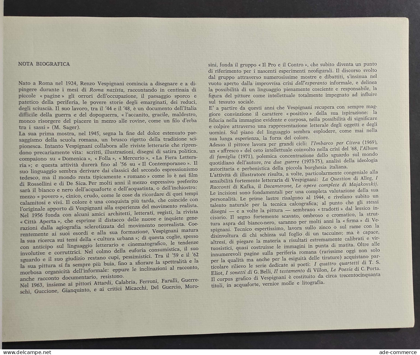 Grafica Di Renzo Vespignani - Galleria Ca'  D'Oro - Roma - 1983 - Arte, Antigüedades