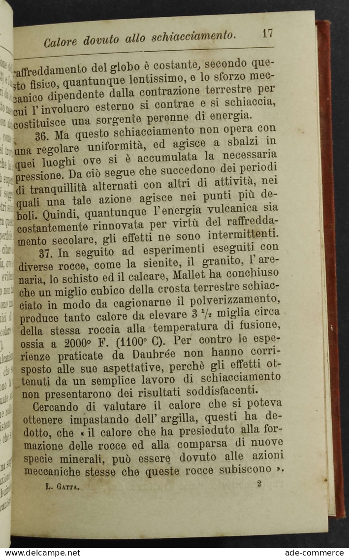 Vulcanismo - L. Gatta - Ed. Hoepli - 1885 - Manuales Para Coleccionistas