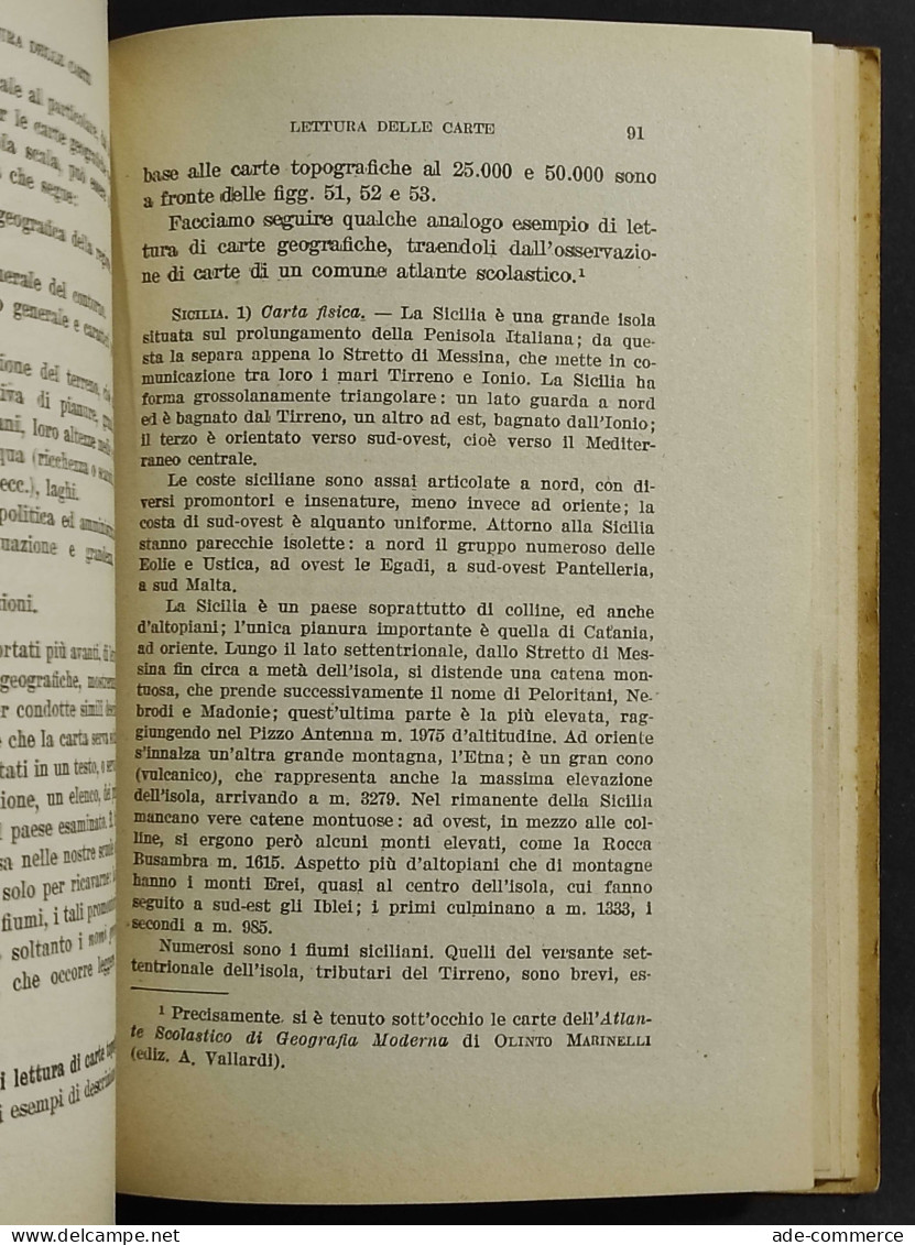 La Lettura Delle Carte Geografiche - A. Sestini - Ed. Le Monnier - 1954 - Manuales Para Coleccionistas