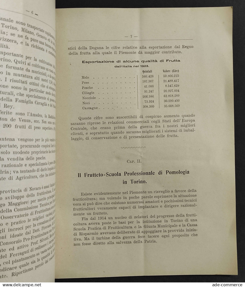 La Frutticoltura Nel Piemonte - Scuola Di Pomologia - S. Lissone - 1924 - Jardinería