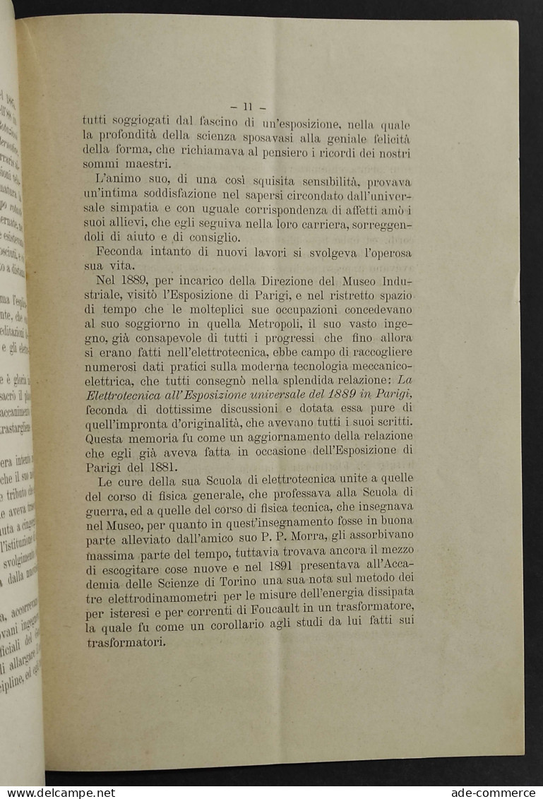 Commemorazione Di Galileo Ferraris - Estratto Annuario Museo Ind. 1898 - Libri Antichi