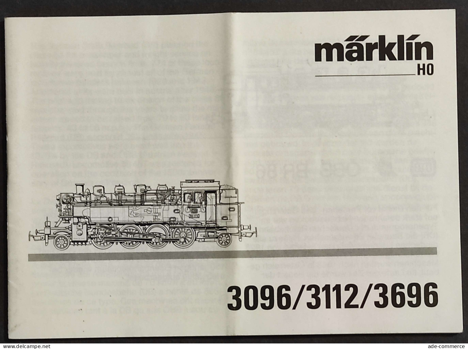 Libretto Istruzioni Marklin HO - 3096/3112/3696 - Modellismo Ferroviario - Sin Clasificación