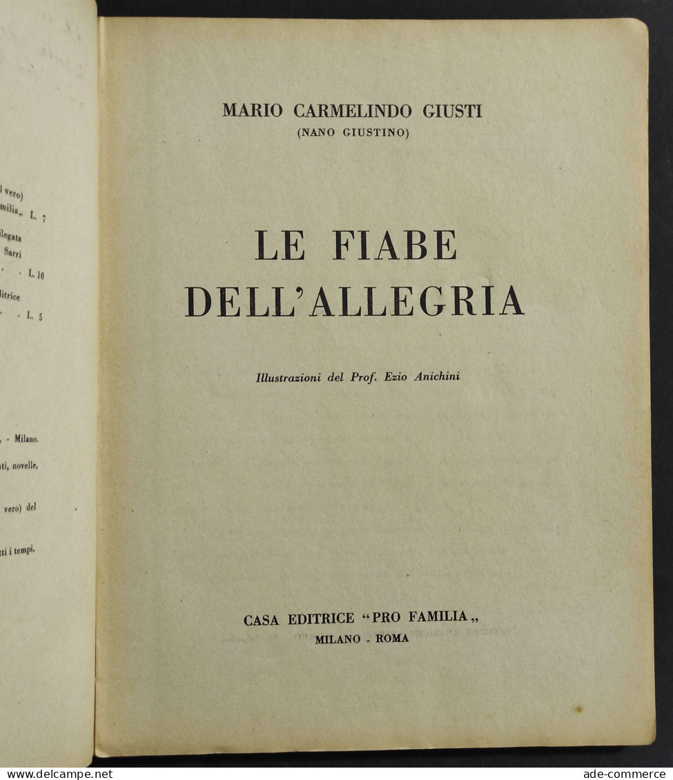 Le Fiabe Dell'Allegria - M. C. Giusti - Ill. Anichini - Ed. Pro Familia - Niños