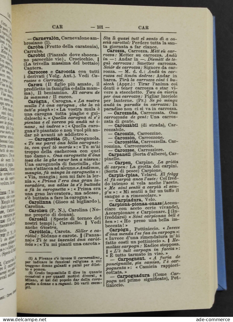 Dizionario Milanese-Italiano - C. Arrighi - Ed. Hoepli - 1988 Anast. 1896 - Manuels Pour Collectionneurs