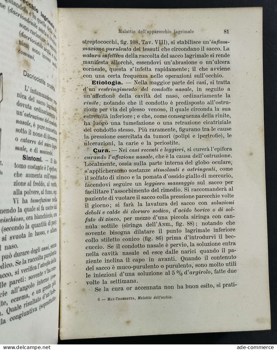 Manuale Delle Malattie Dell'Occhio - C. E. May - Ed. UTET - 1909 - Médecine, Psychologie