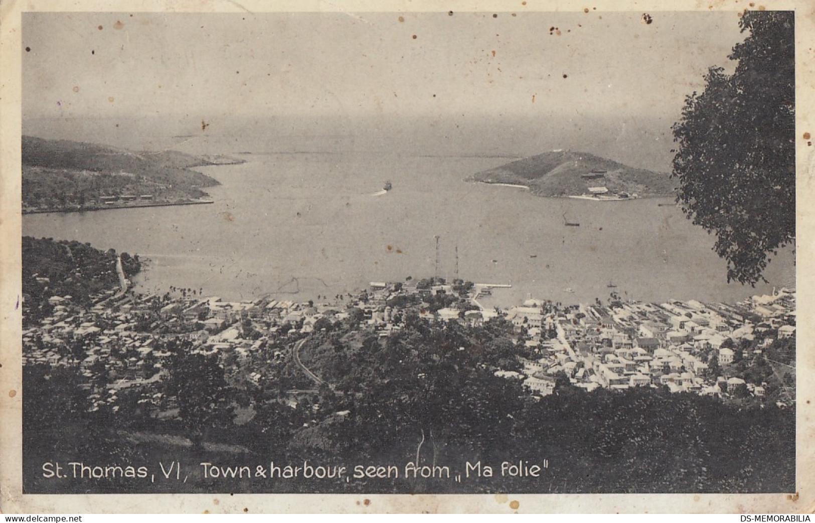 St Thomas US Virgin Islands - Town & Harbour Seen From Ma Folie 1936 - Vierges (Iles), Amér.