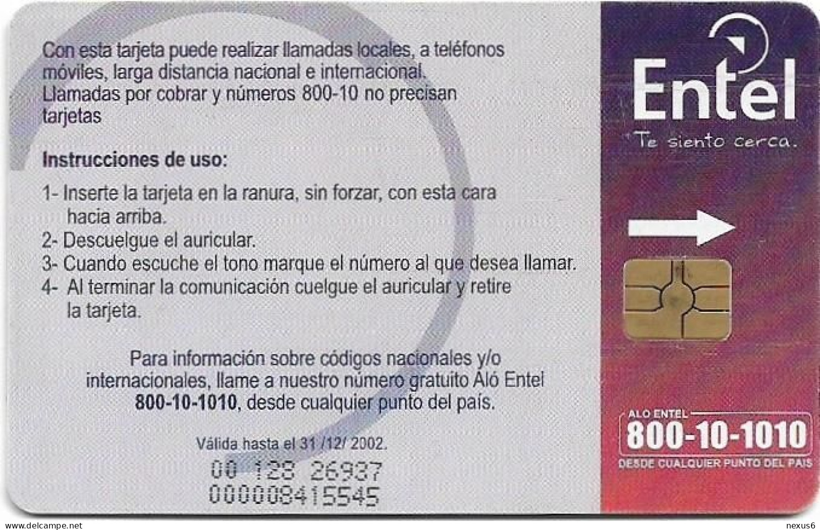 Bolivia - Entel (Chip) - Comunicacion Veloz, Gem5 Red, 2002, 10Bs, Used - Bolivie
