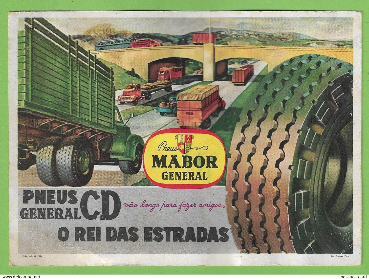 Portugal - Mata Borrão Dos Pneus Da Mabor General - Blotter - Buvard - Publicidade Advertising Tires Old Cars Truck - Automobile