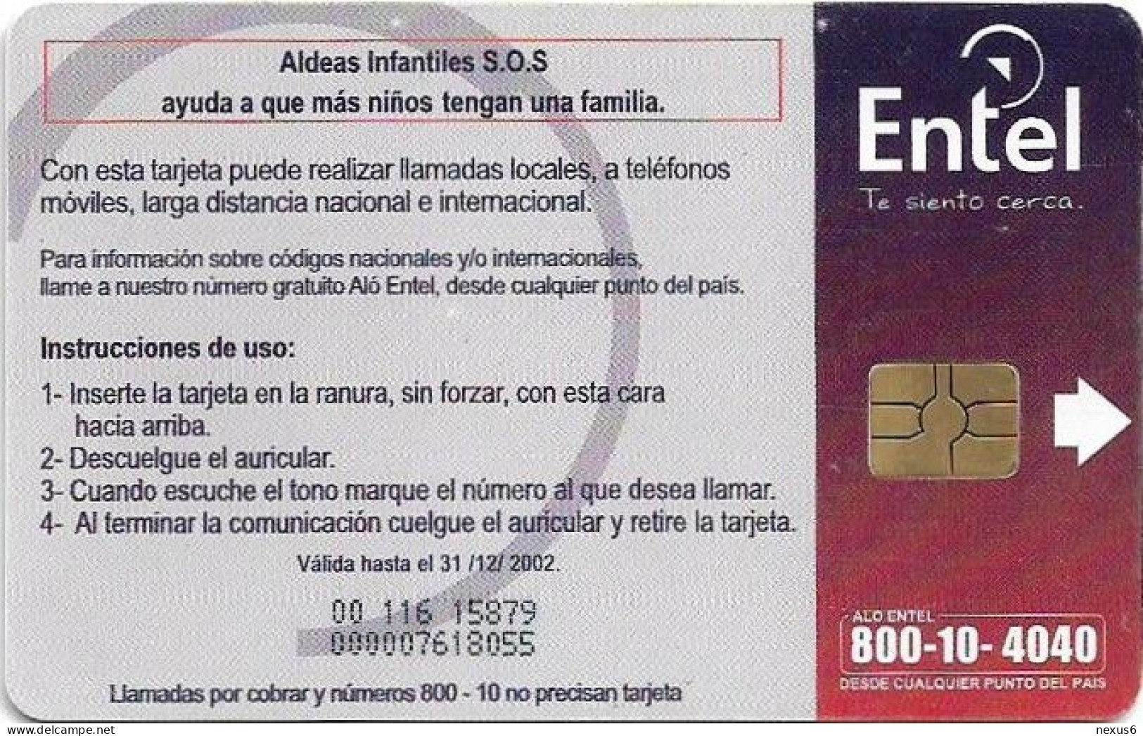 Bolivia - Entel (Chip) - Nacimiento Boliviano, Gem5 Red, 2001, 10Bs, Used - Bolivia