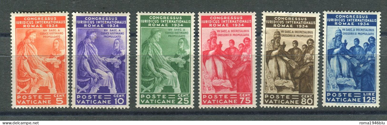 VATICANO 1935 CONGRESSO GIURIDICO SERIE CPL. CENTRATA * GOMMA ORIGINALE - Ungebraucht