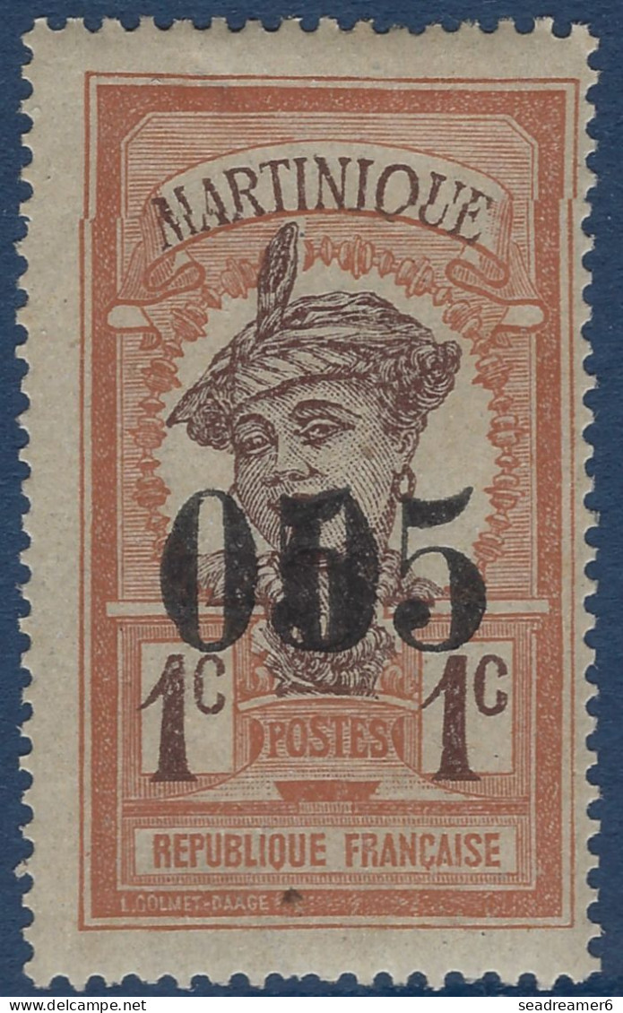 France Colonies MARTINIQUE N°83c* 05c Sur 1c Brun Rouge Et Brun Variété Double Surcharge TTB - Neufs