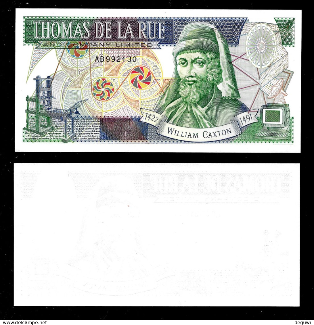 Test Note Th. De La Rue With W. Caxton, UNC, Paper W/ Serial-# - Other & Unclassified