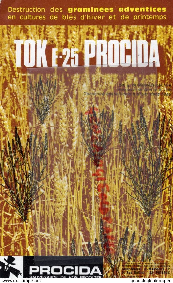 13- MARSEILLE- 92- NEUILLY- PUBLICITE HERBICIDE TOK E -25- VULPIN-FOLLE AVOINE-RAY GRASS IVRAIE- PROCIDA -AGRICULTURE - Agriculture