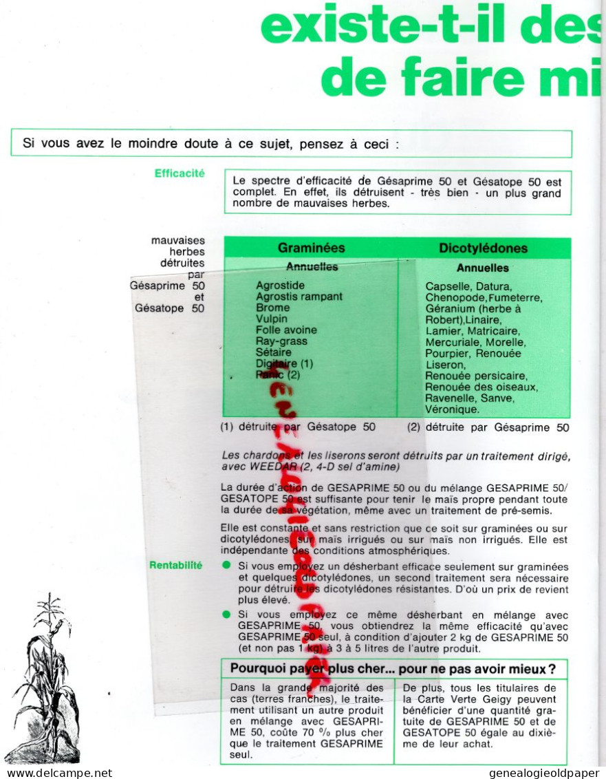 92-CLICHY-REVUE INFORMATIONS AGRICOLES GEIGY-1970-DESHERBAGE GESAPRIME MAIS- GESAPAX 80-GESATOPE-AGRICULTURE - Landwirtschaft