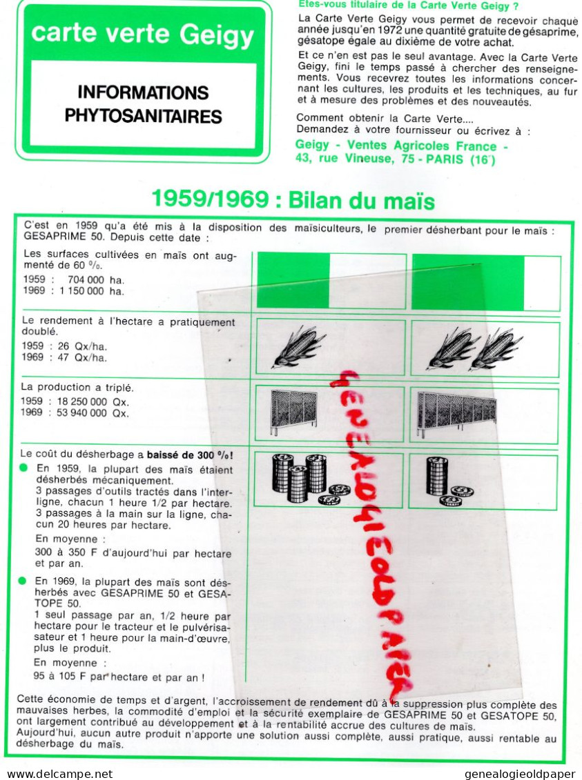 92-CLICHY-REVUE INFORMATIONS AGRICOLES GEIGY-1970-DESHERBAGE GESAPRIME MAIS- GESAPAX 80-GESATOPE-AGRICULTURE - Landbouw