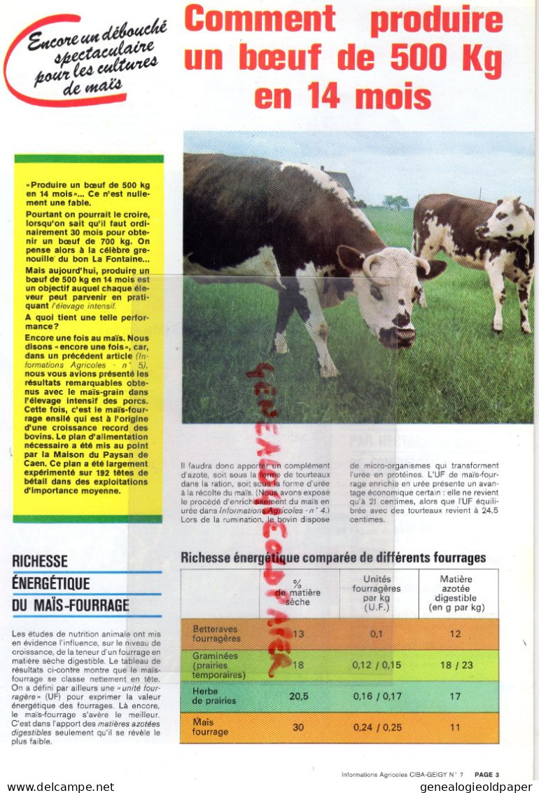 92-CLICHY-CAEN -REVUE INFORMATIONS AGRICOLES GEIGY-CIBA-MAIS VIGNES -DESHERBAGE GESAPRIME MAIS-  AGRICULTURE - Landbouw