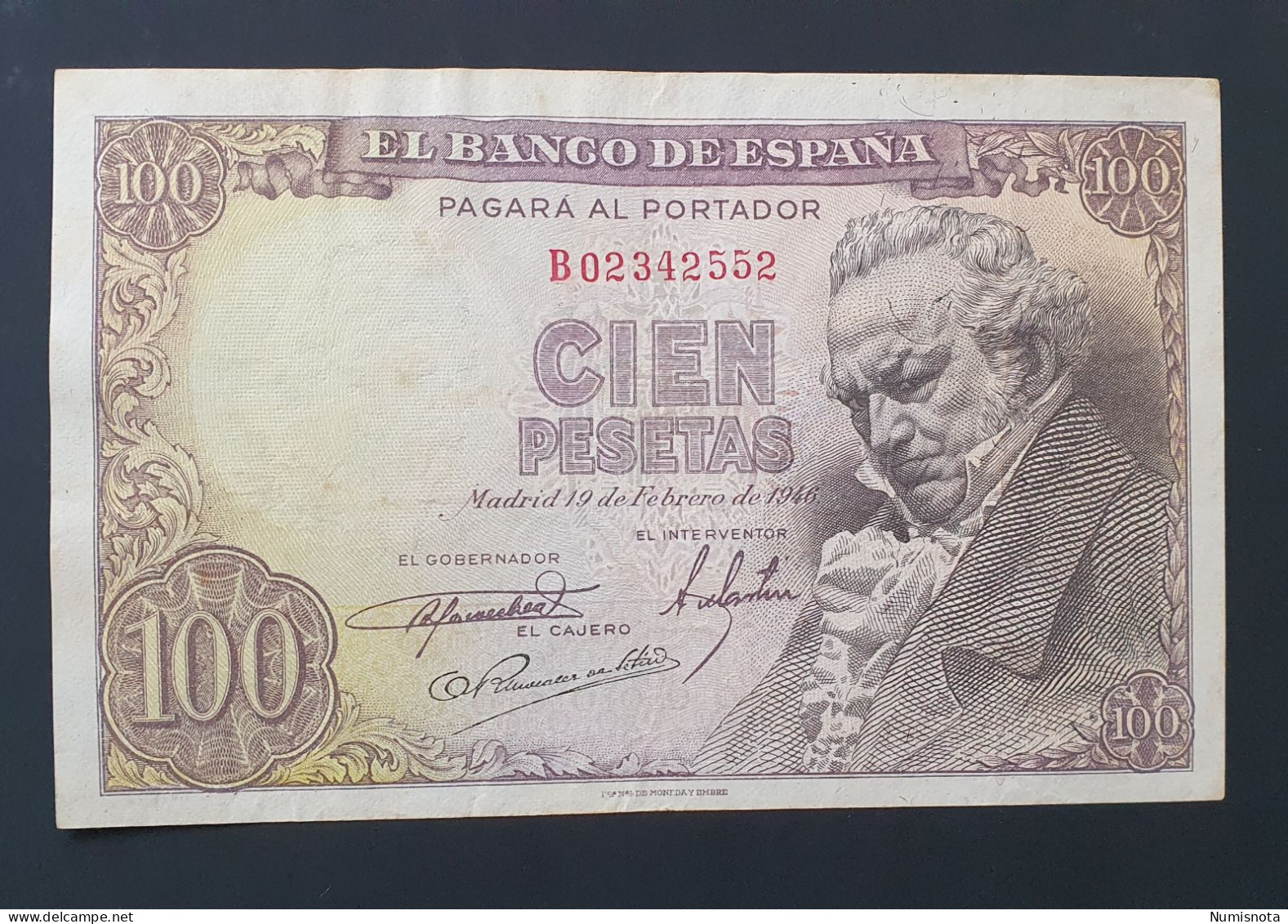 España Billete 100 Pesetas 1946 Serie B, última Serie - 100 Peseten