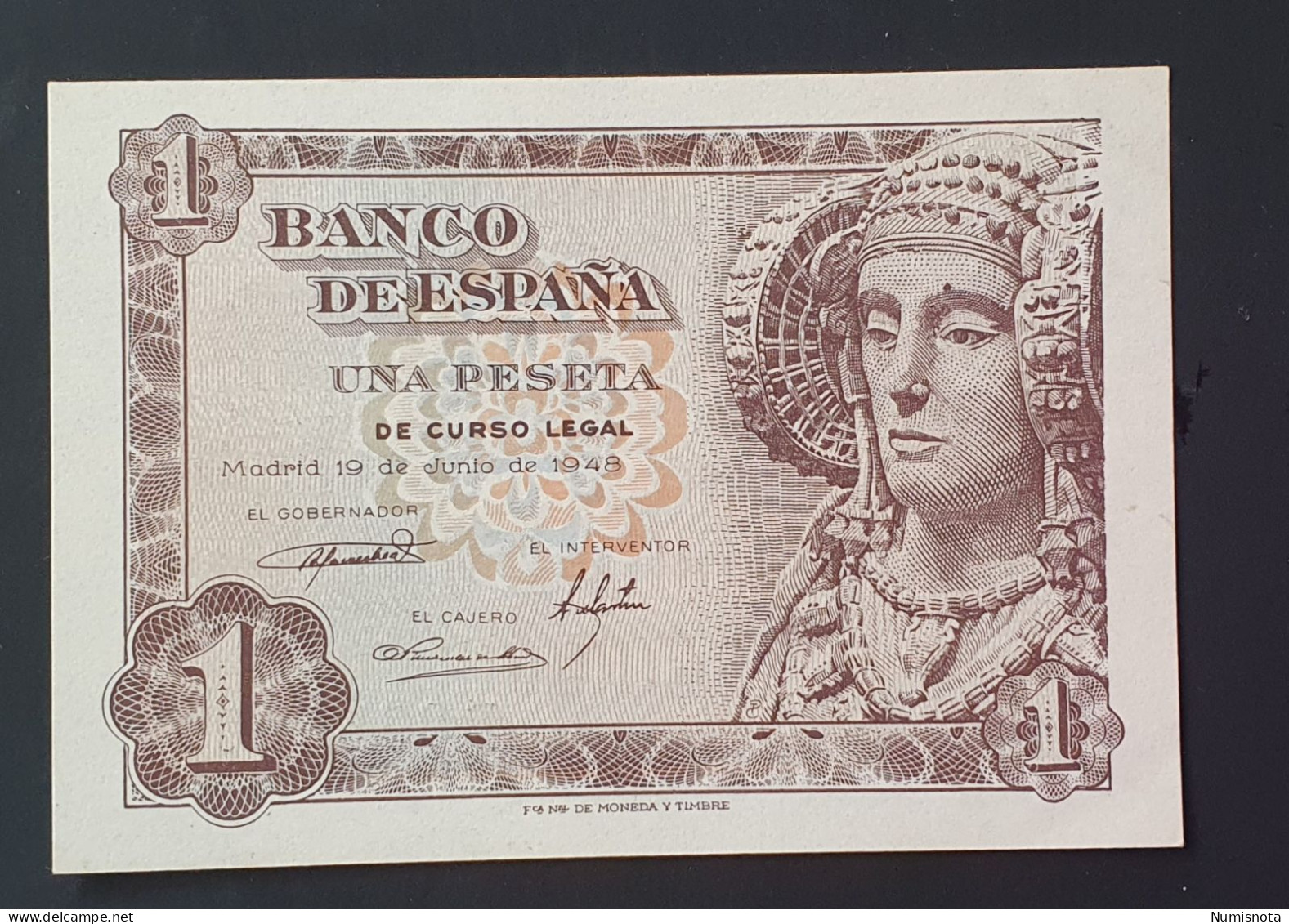 SC / UNC España Billete 1 PESETAS 1948 Serie D - 1-2 Pesetas