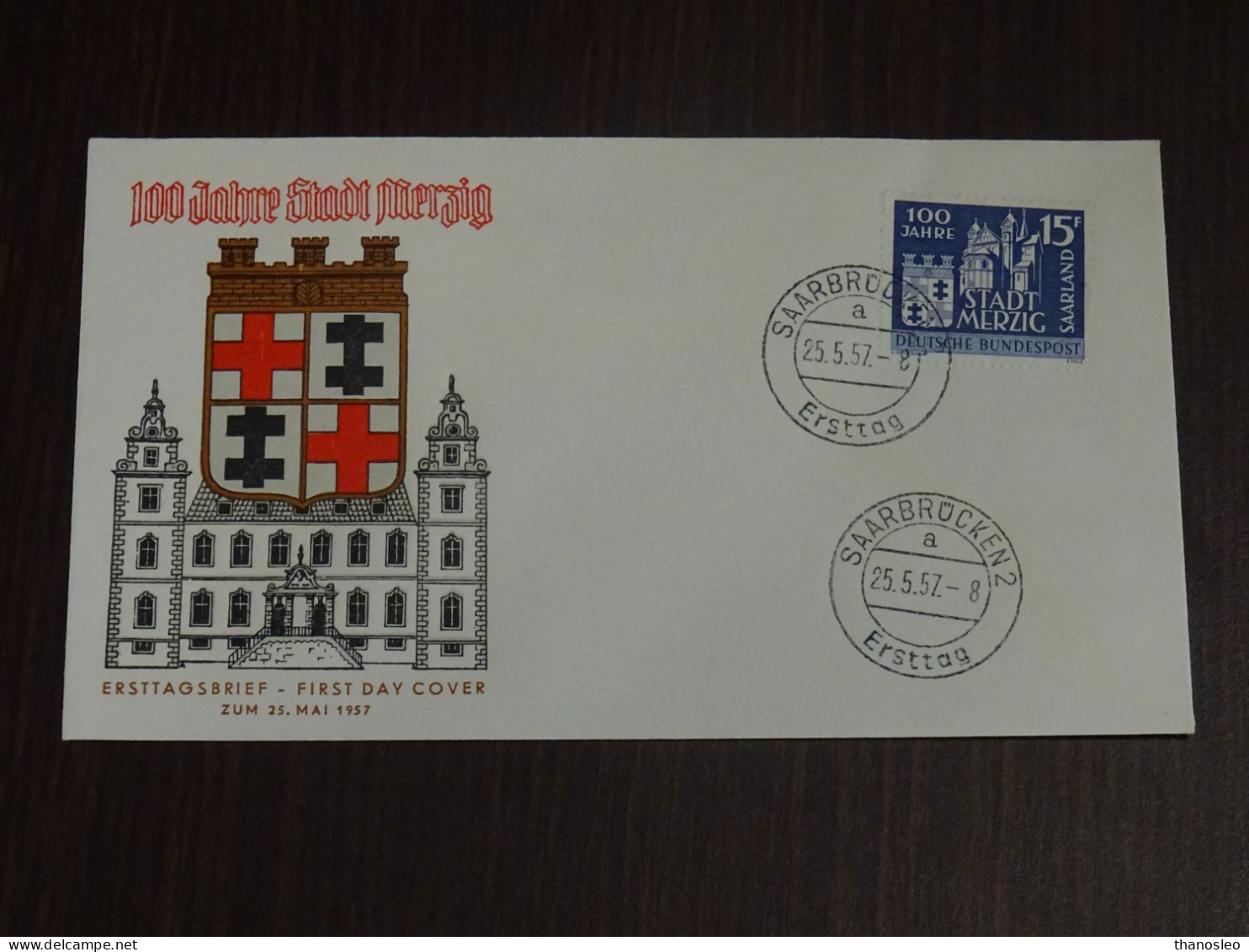 Saar 1957 Merzig 100th Anniv. FDC VF - FDC