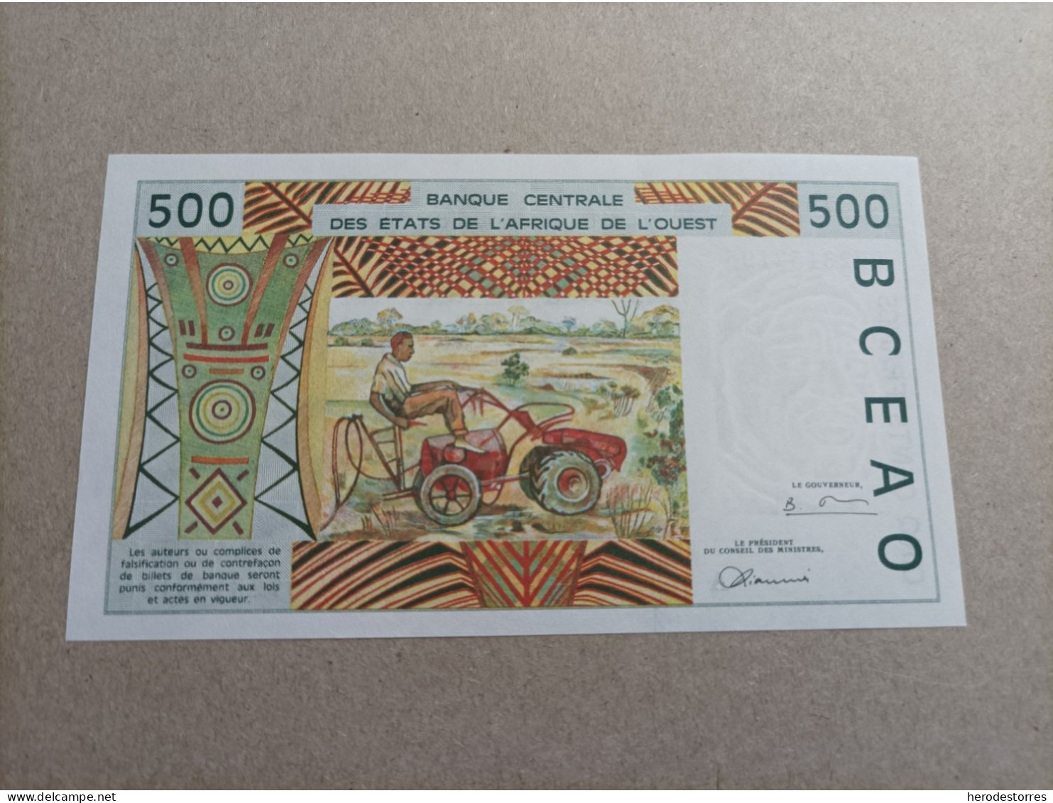 Billete De África Occidental (Costa De Marfil) De 500 FRANCS, Serie A, Año 1997, UNC - Elfenbeinküste (Côte D'Ivoire)