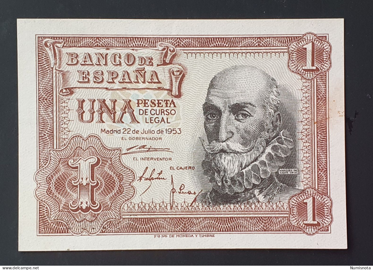 SC / UNC España Billete 1 PESETAS 1953 Serie B - 1-2 Pesetas