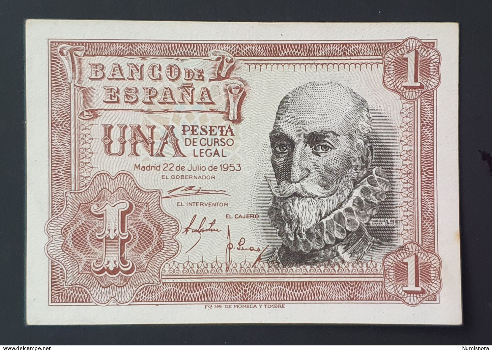 SC / UNC España Billete 1 PESETAS 1953 Serie C - 1-2 Pesetas