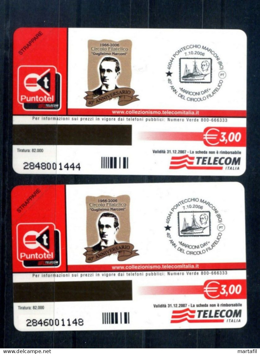 2 Schede Telefoniche GUGLIEMO MARCONI Telecom - Stile Vintage INTEGRE - Personajes