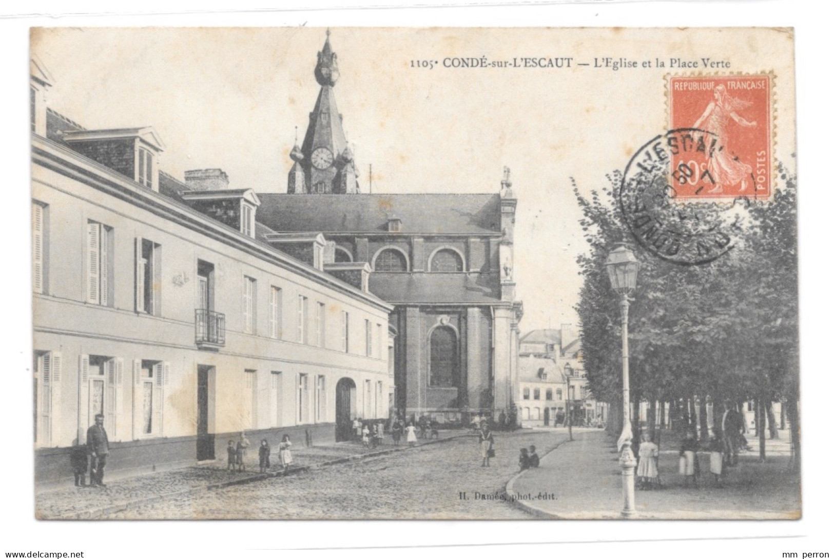(34277-59) Condé Sur L'Escaut - L'Eglise Et La Place Verte - Conde Sur Escaut