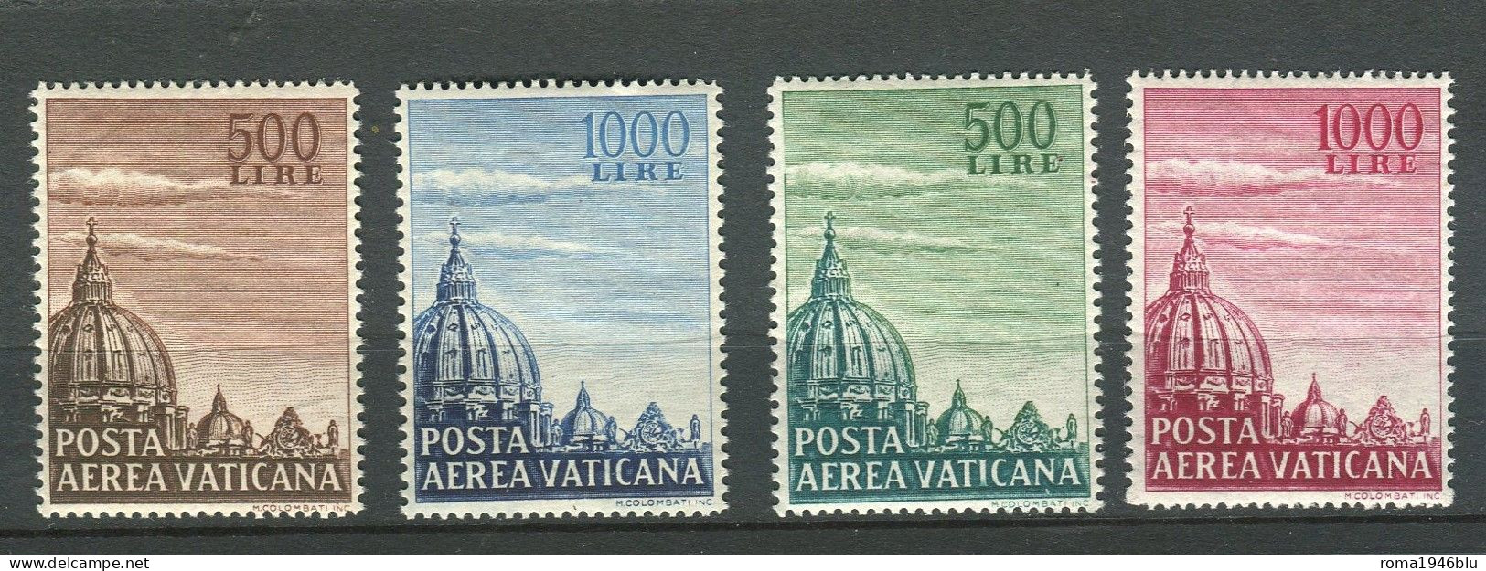 VATICANO 1953/58 POSTA AEREA CUPOLA I° E II° ** MNH CENTRATI - Poste Aérienne