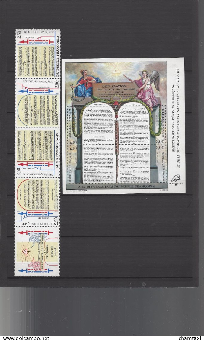 FRANCE 1989 ANNEE COMPLETE 35 TIMBRES EMIS EN FEUILLE  2578 BANDE 2583 2605A BLOC 10 BLOC 11 Carnets 2570 2612 A 2578 A - 1980-1989