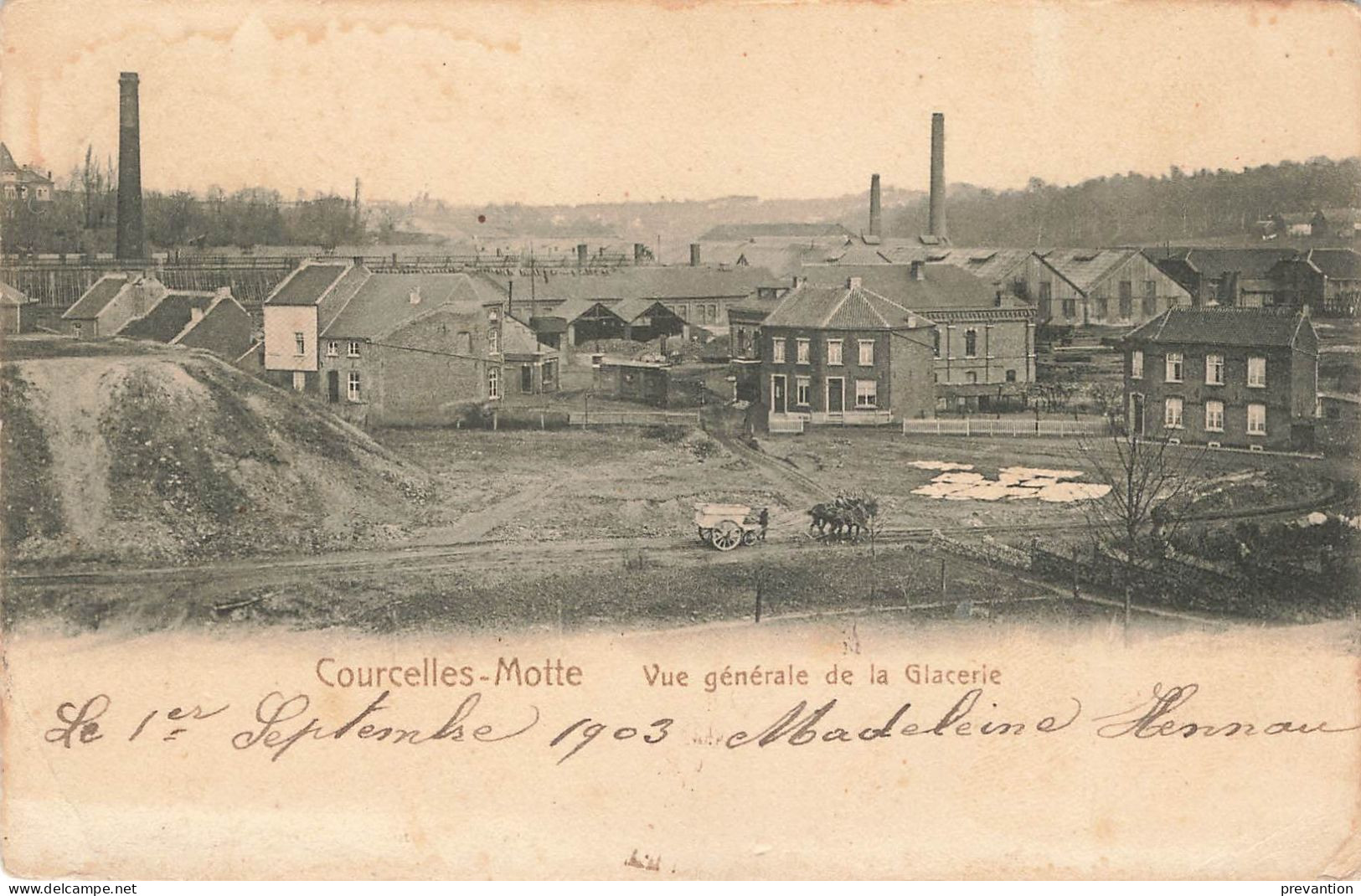 COURCELLES-MOTTE - Vue Générale De La Glacerie - Carte Circulé En 1903 Vers Bruxelles - Courcelles