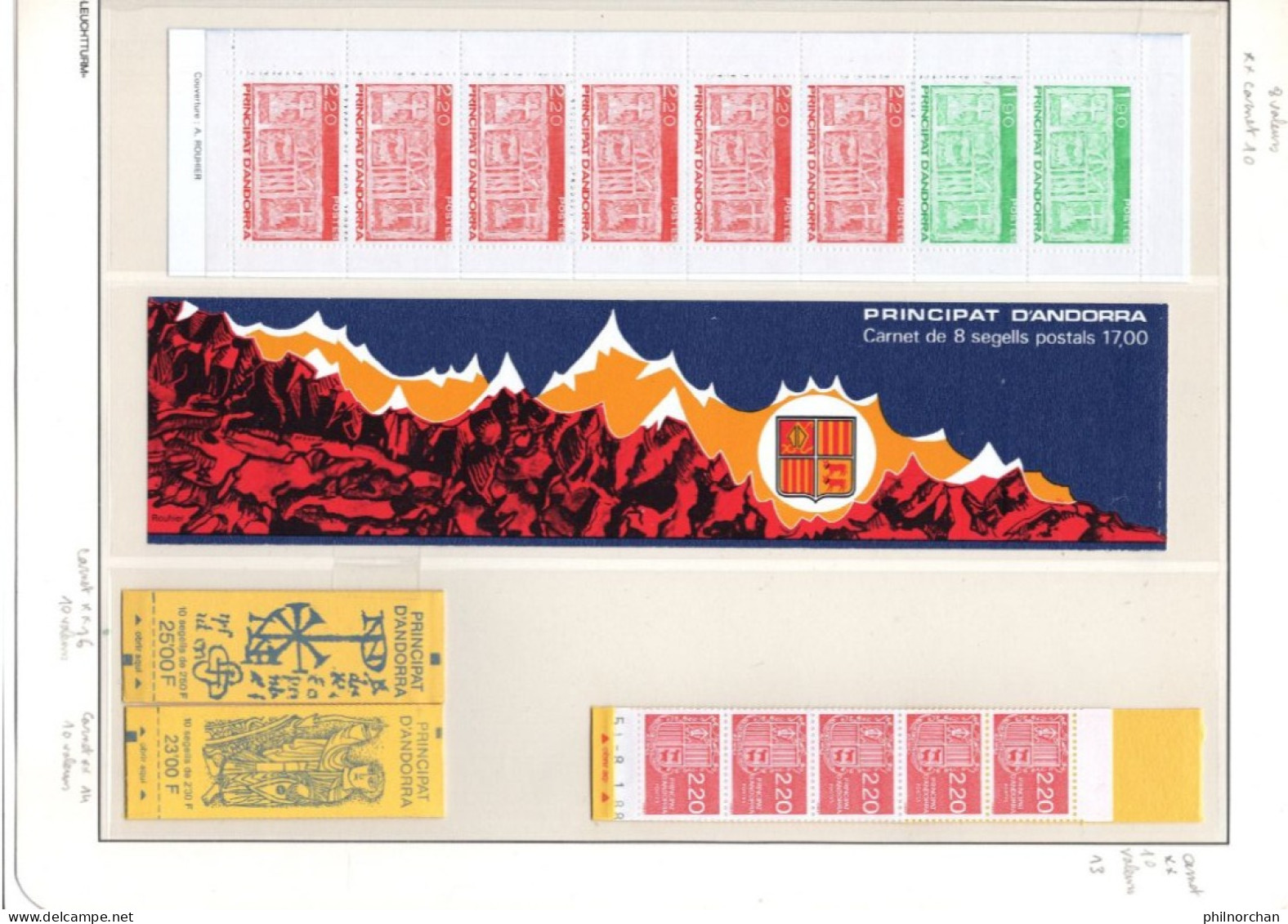 Andorre 1987 à 1991 Carnets N°1,2,3,4 Neufs** TB  8 €  (cote 53 €, 38 Timbres) - Postzegelboekjes