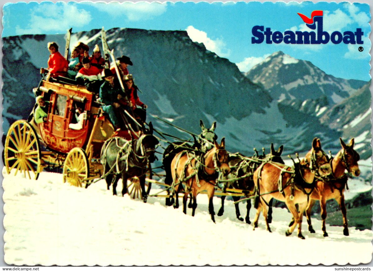 Colorado Steamboat Springs Stagecoach Carrying Skiers - Rocky Mountains