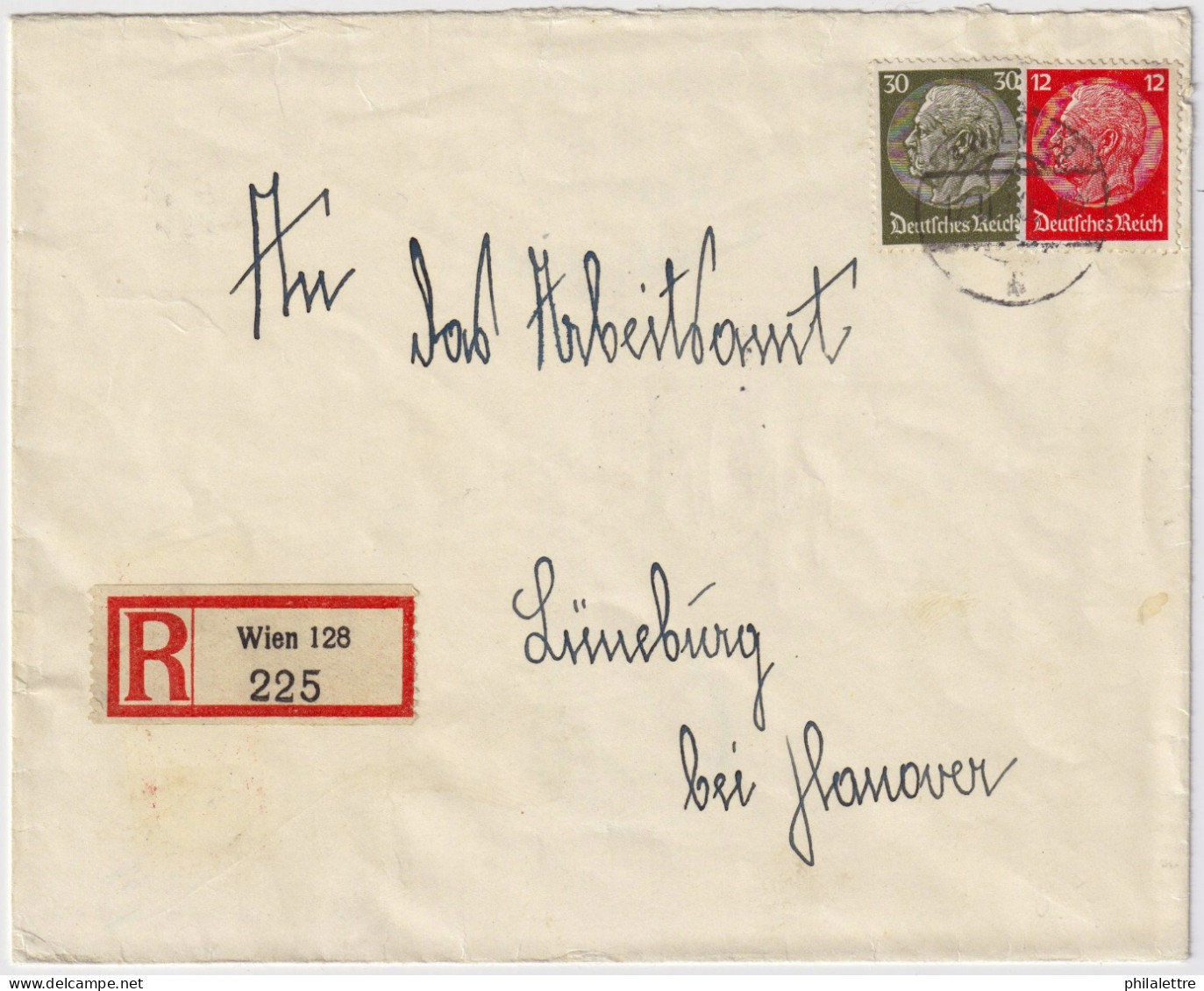 ALLEMAGNE / GERMANY - 1940 Mi.519 & Mi.523 Used On Registered Cover From " WIEN 128 / B " To Lüneburg-bei-Hanover - Lettres & Documents