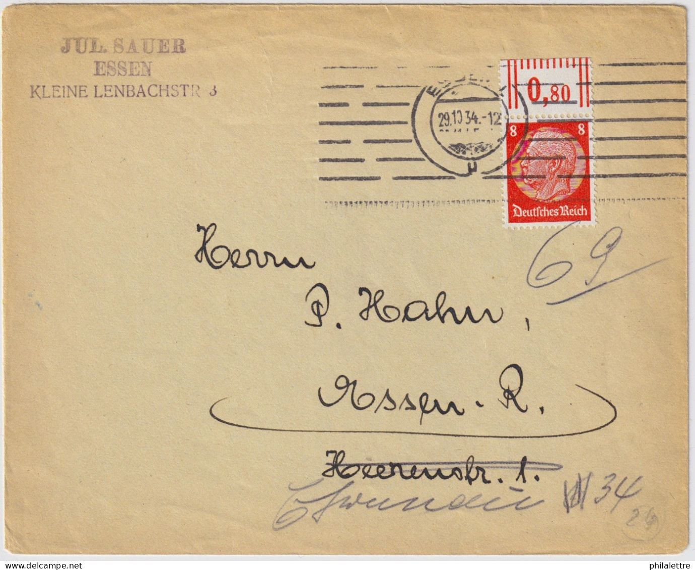 ALLEMAGNE / GERMANY - 1940 Mi.517 Used On Local Cover From " ESSEN 1 " - Cartas & Documentos