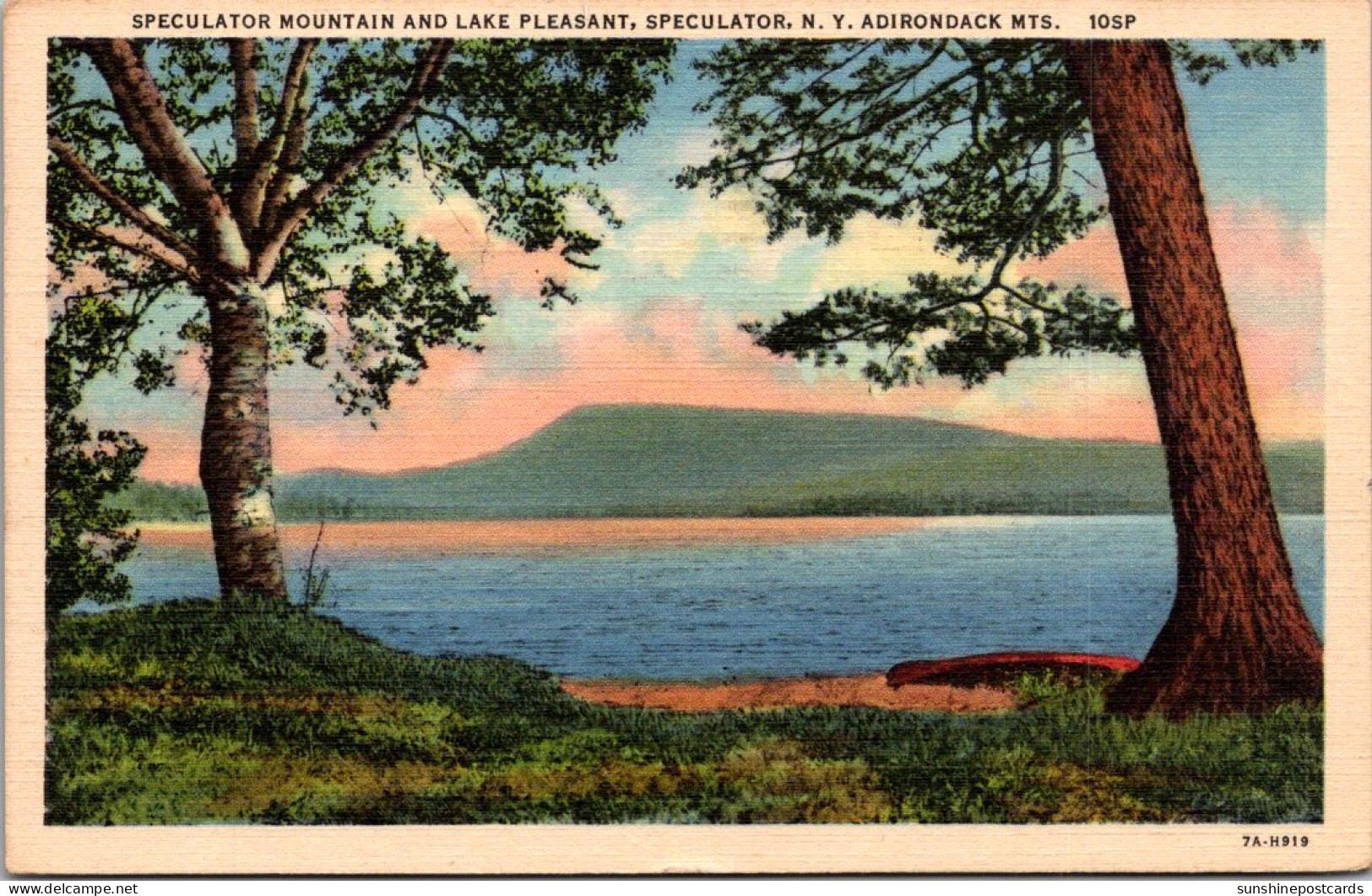 New York Adirondacks Speculator Mountain And Lake Pleasant 1947 Curteich - Adirondack