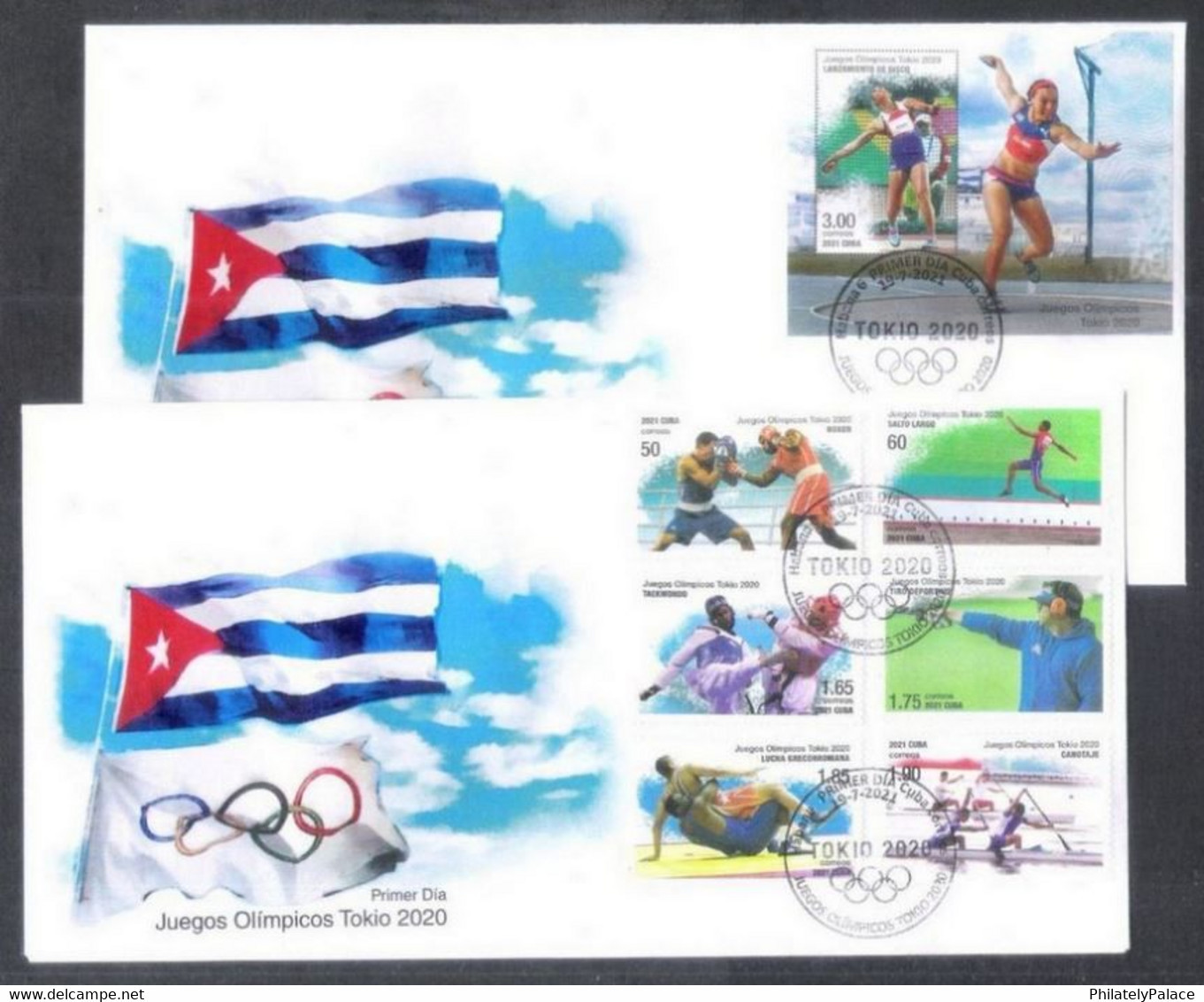 CUBA 2020 *** Tokyo Olympics 2021 Olympic Games Boxing,Wrestling,Shooting, Canoeing,Taekendo FDC Set(**) Limited Edition - Lettres & Documents