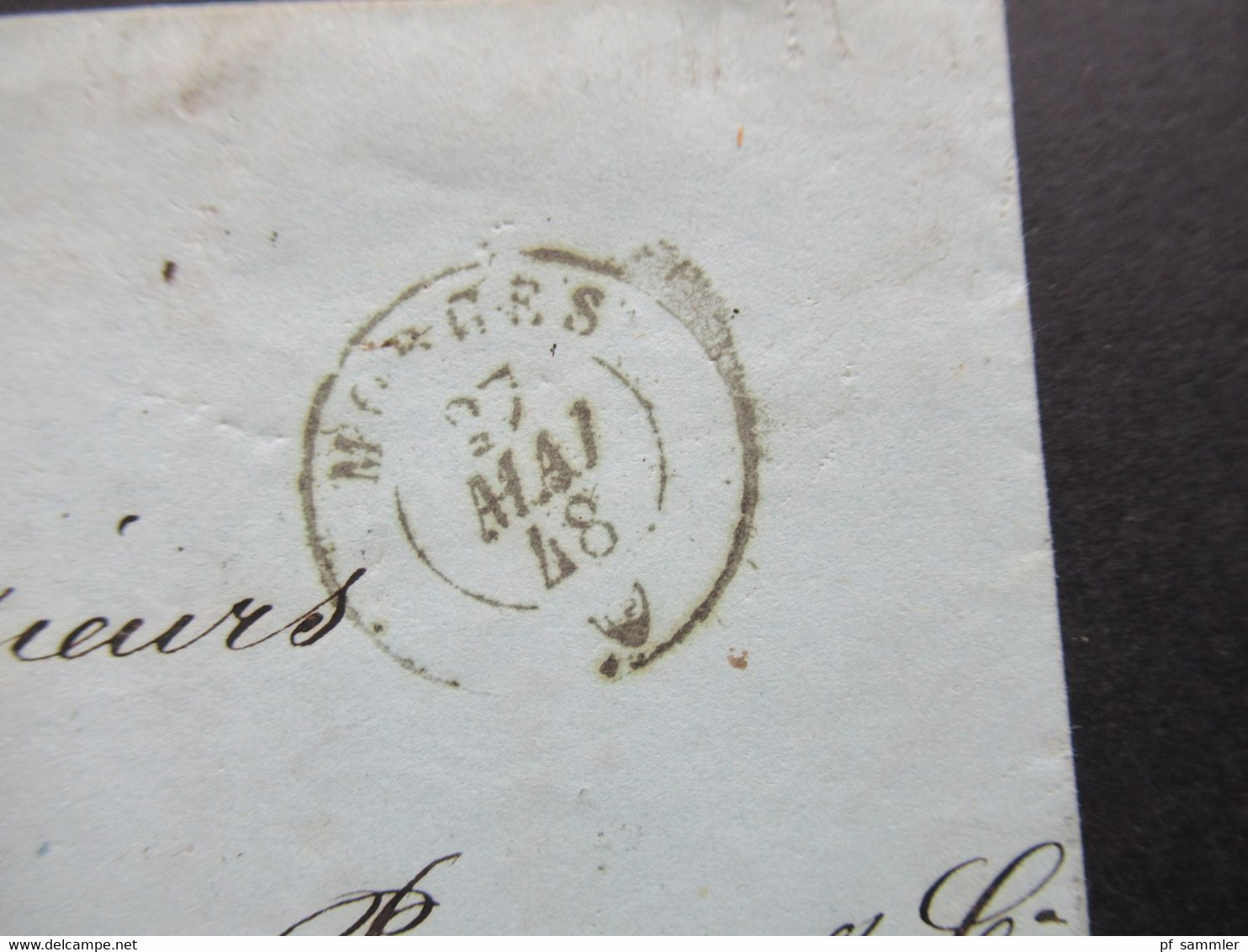 Schweiz 27.5.1848 Stempel K2 Morges K2 Vaud Ferney Taxvermerk Stempel 2 Nach Marseille Rücks. K2 Coppet - 1843-1852 Kantonalmarken Und Bundesmarken