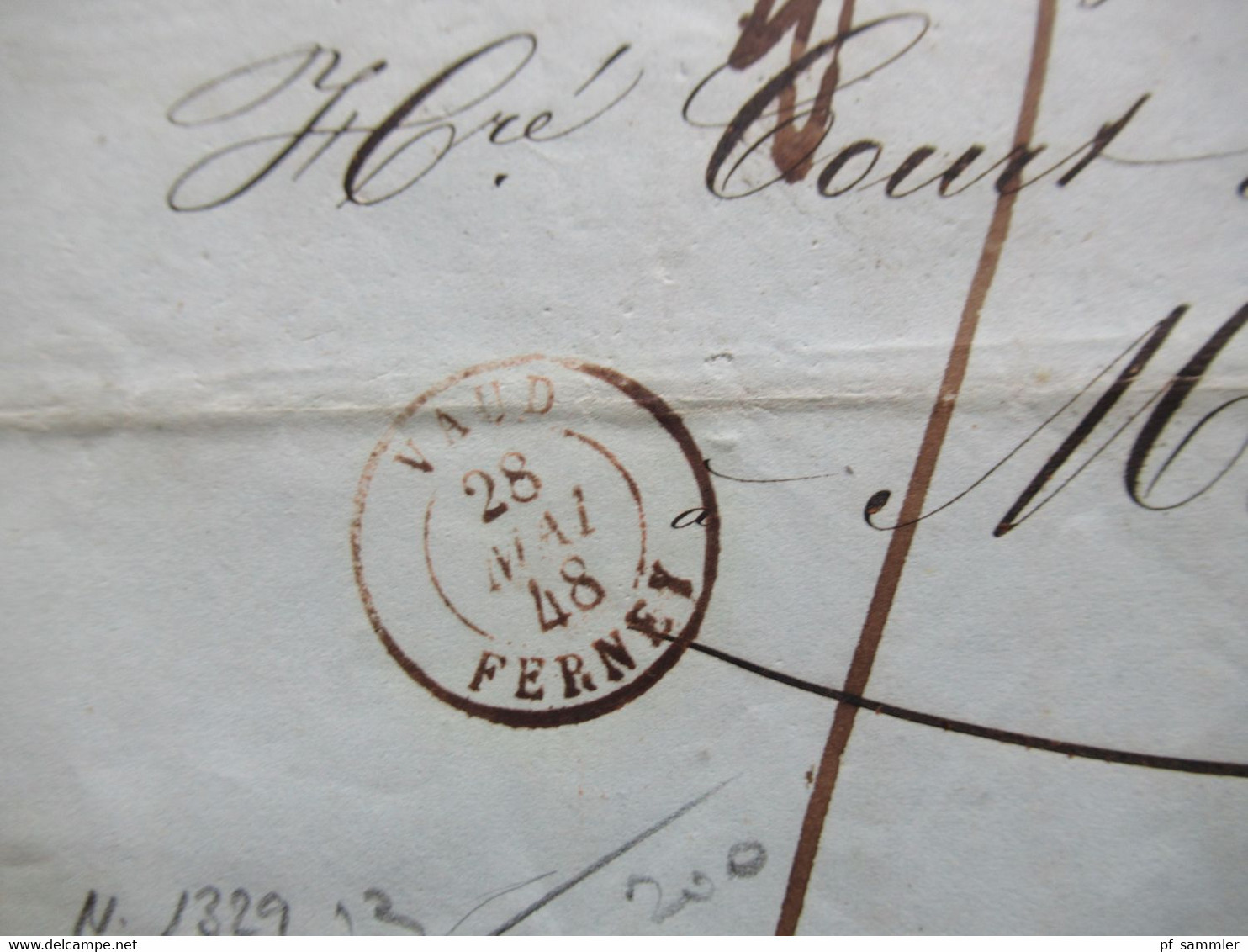 Schweiz 27.5.1848 Stempel K2 Morges K2 Vaud Ferney Taxvermerk Stempel 2 Nach Marseille Rücks. K2 Coppet - 1843-1852 Poste Federali E Cantonali