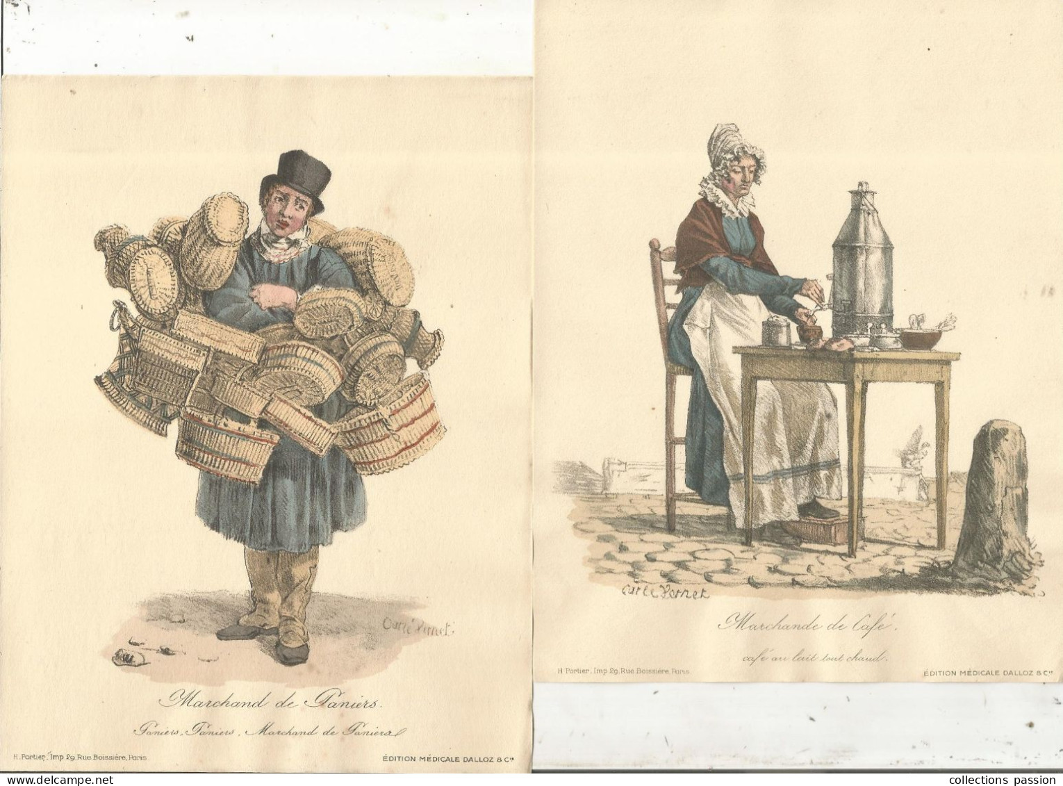 publicité, édition médicale du laboratoire Dalloz , Paris, 14 gravures ,CRIS DE PARIS de Carle Vernet, frais fr 4.50 e