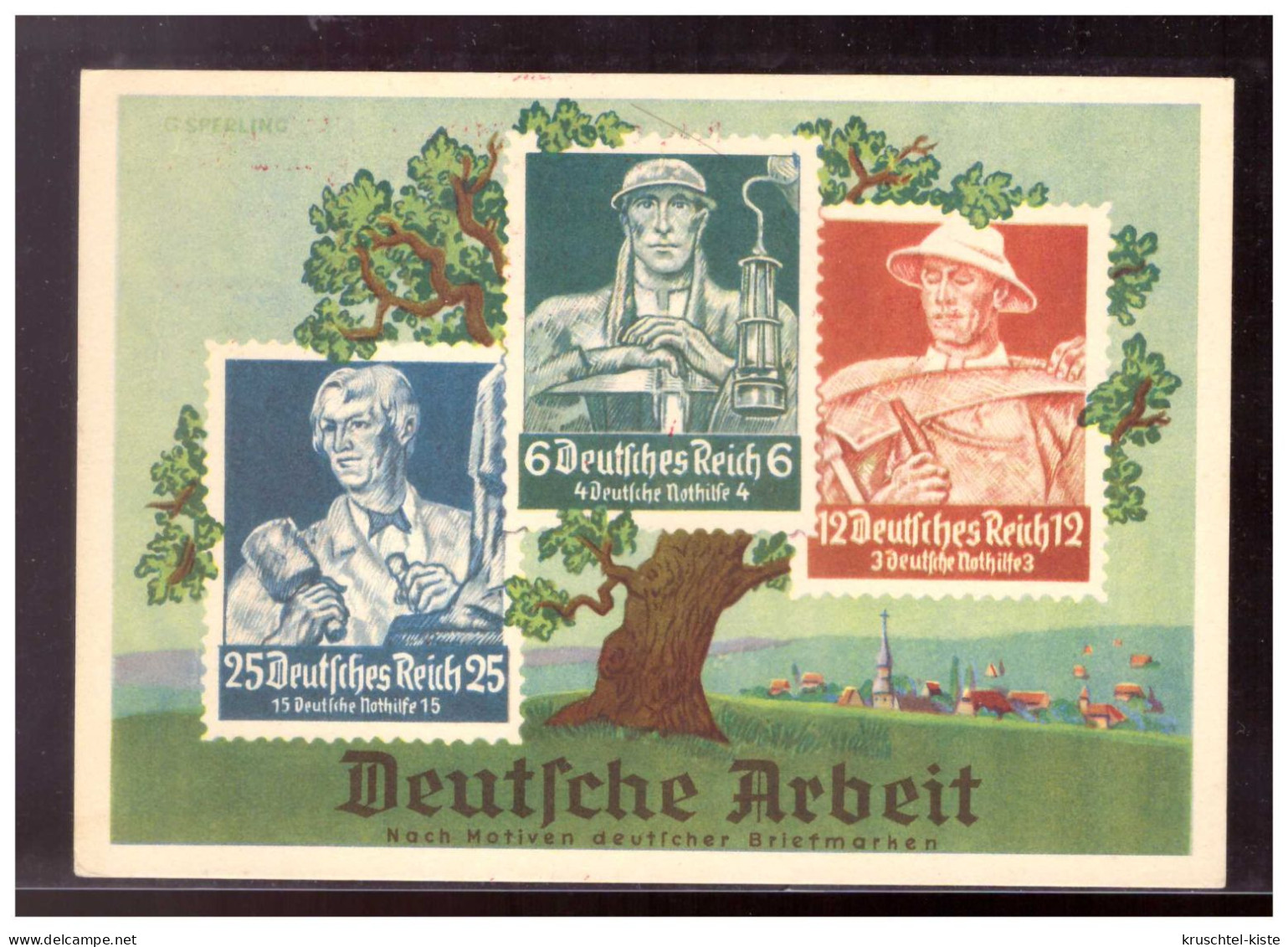 Dt-Reich (020886) Propagandakarte Deutsche Arbeit, Olympia Ausstellung Dresden 1936, Blanco Mit SST Dresden 2.8.1936 - Estate 1936: Berlino