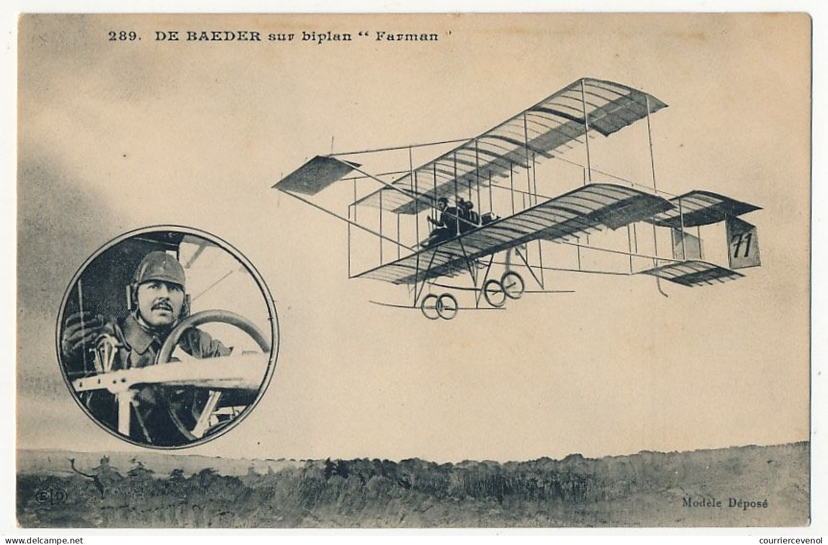 CPA - FRANCE - AVIATION - DE BAEDER Sur Biplan Farman - Aviatori