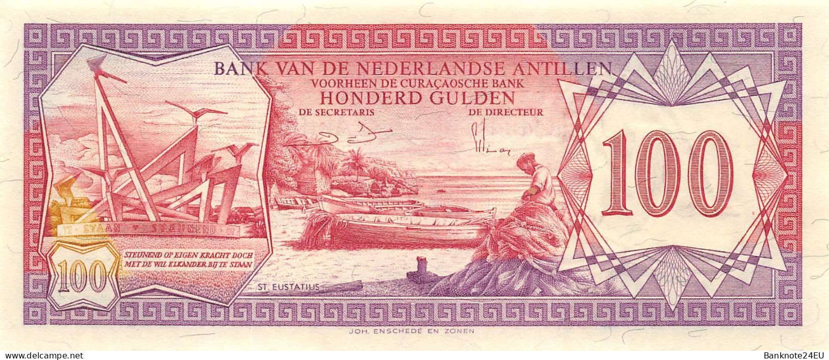 Netherlands Antilles 100 Gulden 1981 AUnc Pn 19b - Niederländische Antillen (...-1986)