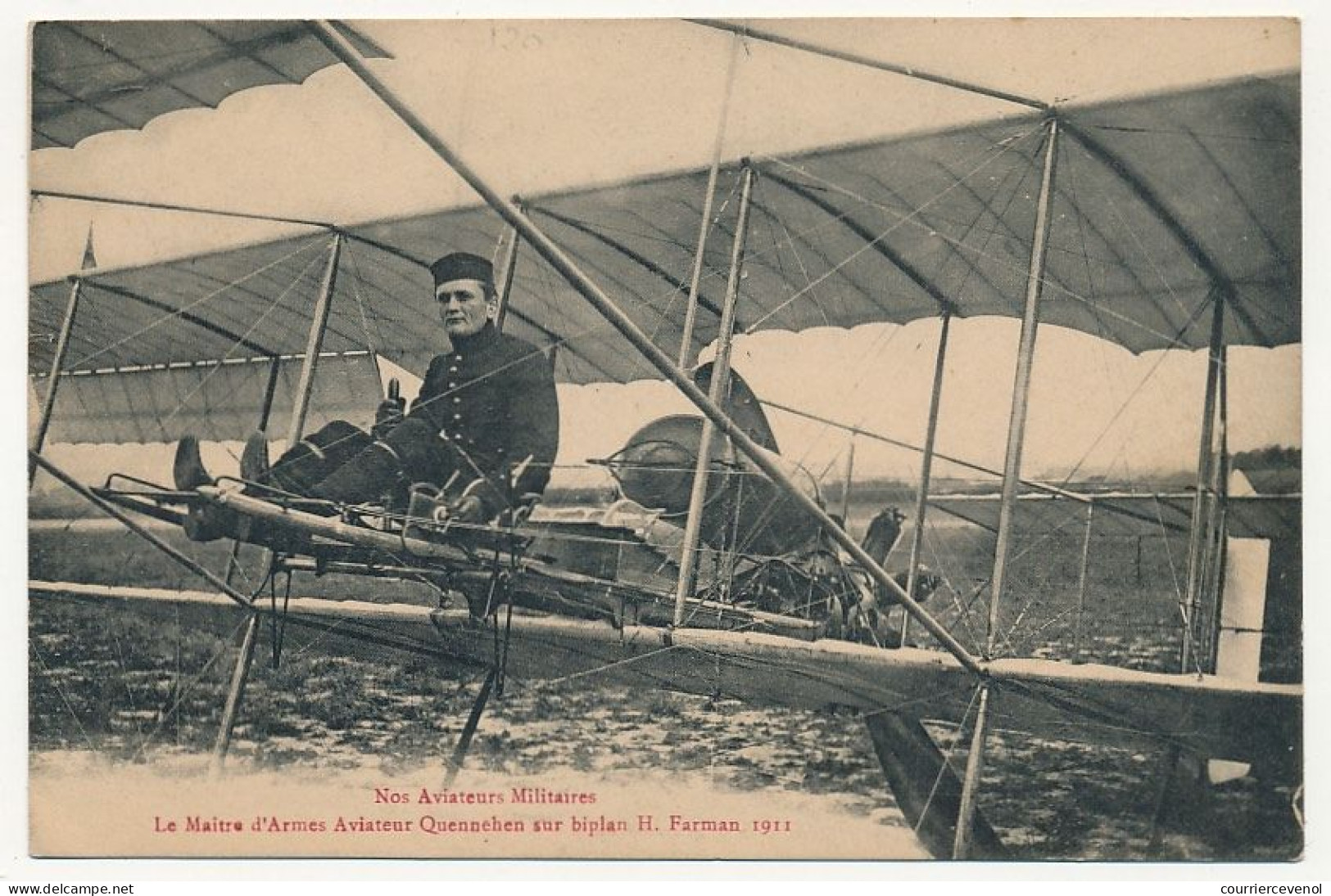 CPA - FRANCE - AVIATION MILITAIRE - Le Maître D'Armes Aviateur Quennehen Sur Biplan Farman - 1913 - Aviateurs
