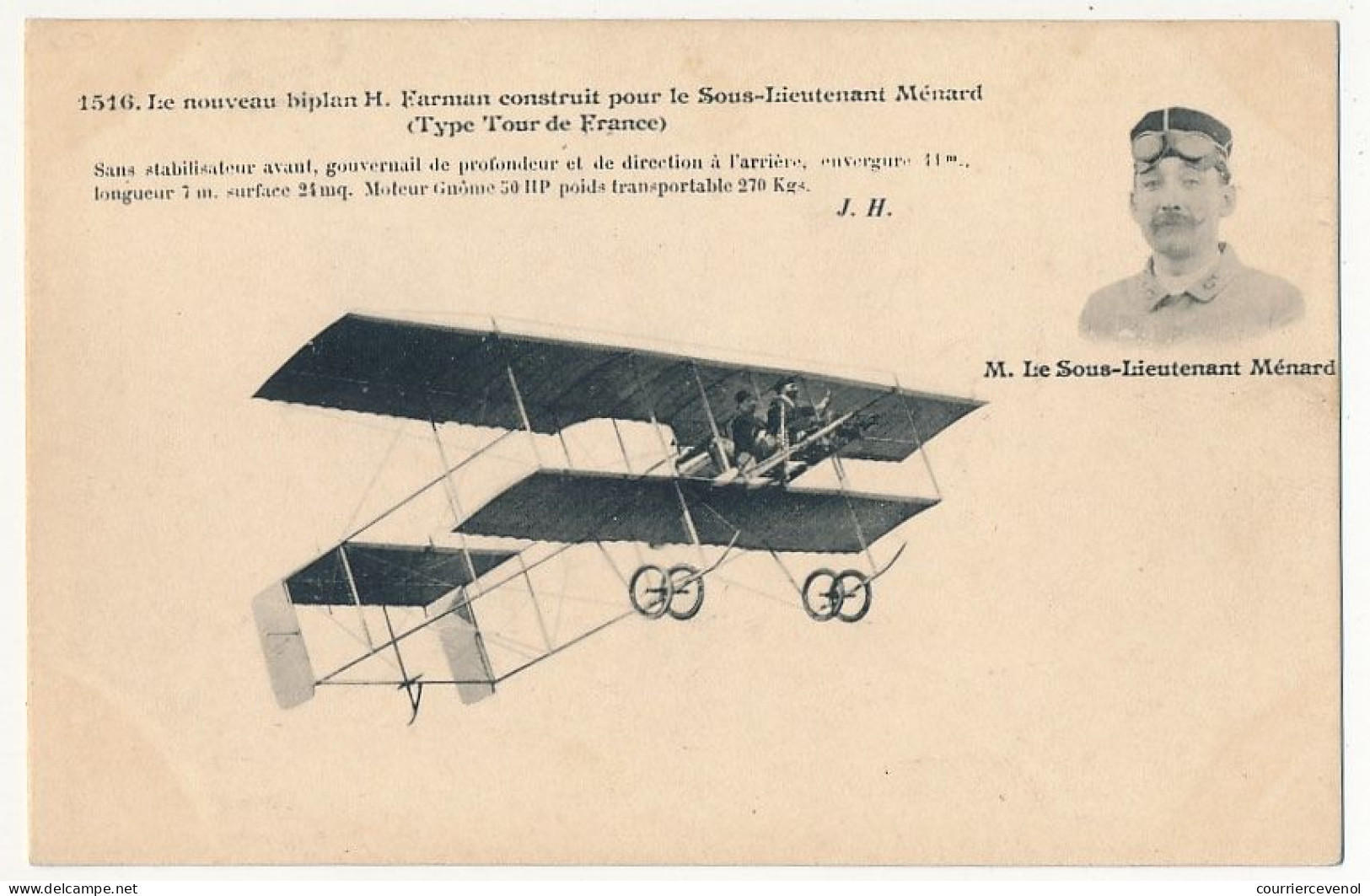 CPA - FRANCE - AVIATION - Le Nouveau Biplan H. Farman Construit Pour Le Sous-Lieutenant MENARD - Flieger