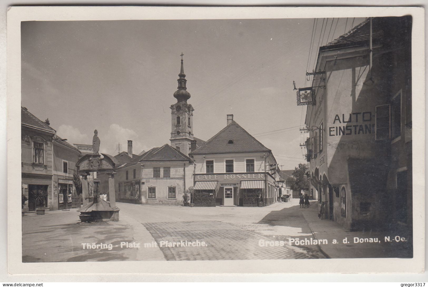 C6251) GROS PÖCHLARN A. D. Donau - NÖ - Thöring Platz Mit Pfarrkriche U. CAFE RÖSSLER 1930 - Pöchlarn