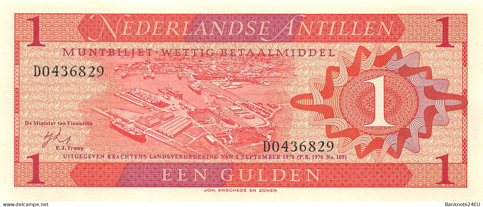 Netherlands Antilles 1 Gulden 1970 Unc Pn 20a - Netherlands Antilles (...-1986)