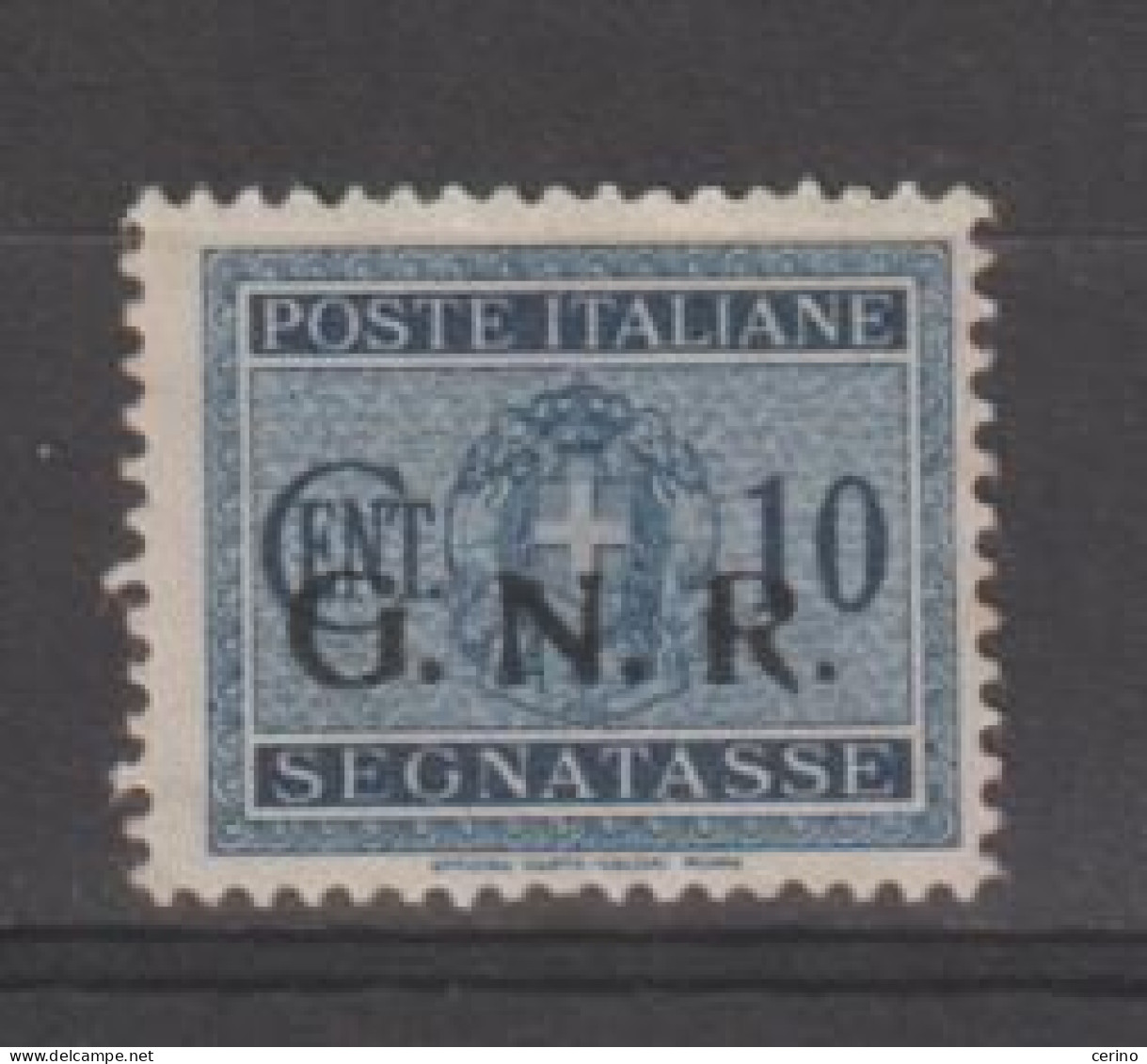 R.S.I.:  1944  TASSE  G.N.R. -  10 C. AZZURRO  N. -  SASS. 48 - Segnatasse