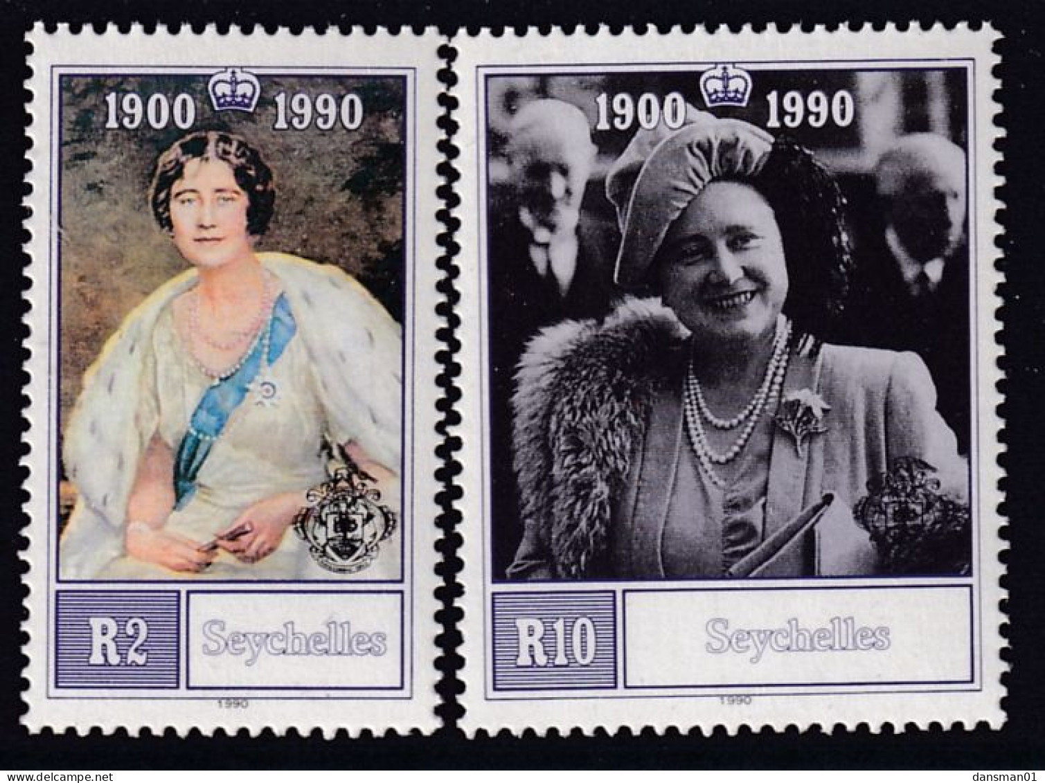 Seychelles 1990 Queen Mother Sc 710-11 Mint Never Hinged. - Seychelles (1976-...)